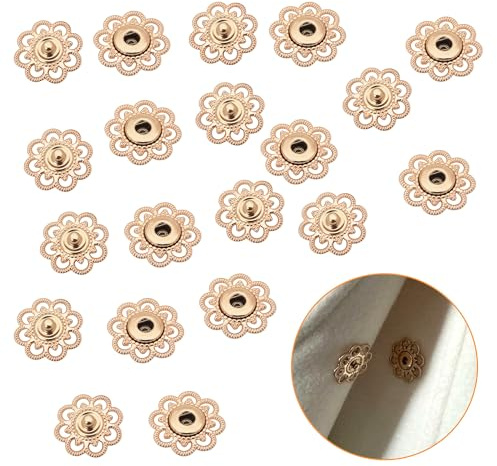 10 Pairs Gold Flower Metal Press Studs Snap Fasteners, Large Sewing Snap Fasteners and Press Studs for Clothing, Snap Buttons Sew on Clothing Coats Jackets, DIY Sewing Crafts Supplies