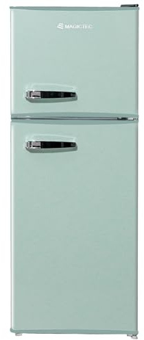 magictec Frigo vintage,Retro réfrigérateur congelateur |120L (88L/32L) | Low Frost | Combiné refrigerateur congélateur | Design vintage | Éclairage LED | Vert matcha