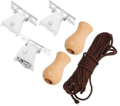 FONDOTIN Accesorios para Persianas Enrollables Cuerda De 3 Metros y Pesas De Madera, Componentes Resistentes para Instalación y Control De Cortinas, Juego Práctico para Uso Doméstico y Profesional