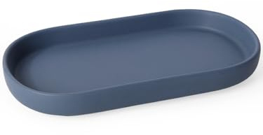 Autumnlife Tablett Keramik Oval Blau Deko Tablett Schminktisch Ablageschale | Deko Tablett Ablageschale Kleines Dekotablett für Badezimmer Toilette Waschtisch Badewanne Küchenspüle