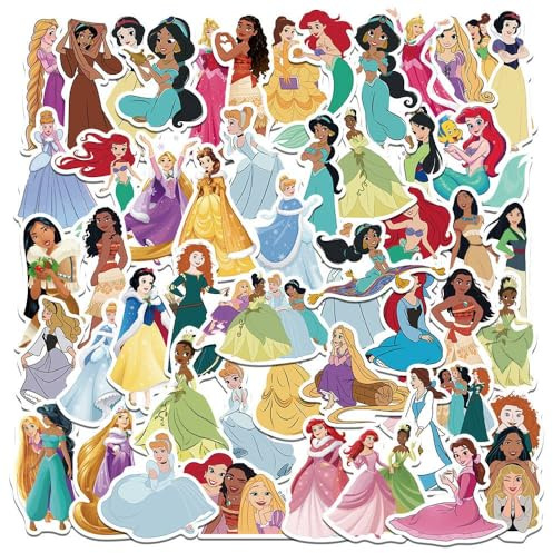 100PCS Cartoon Anime Style Stickers Pack,Vinyl Waterproof Decals, Cute Princess Movie Character Decals for Water Bottles, School Rewards, Laptop Skateboard Phone Guitar Case Decor