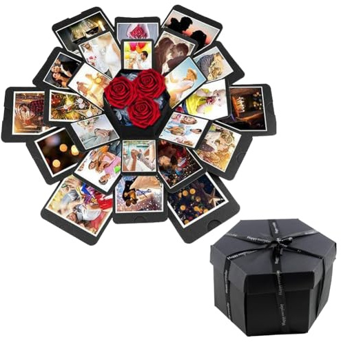 Explosionsgeschenkbox, 6 Gesichter, Explosionsbox mit Band und Klebeband, handgefertigtes DIY-Fotoalbum, Sammelalbum, Überraschungsbox, kreative Scrapbooking-Behälter, Geschenke für Weihnachten