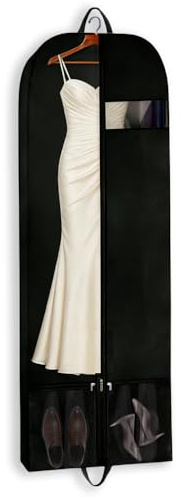 Custodia per abiti da sposa, 152 x 60 cm, per abiti lunghi, elegante custodia protettiva per tessuti delicati, protegge da polvere e umidità, mantiene ordinato e senza pieghe durante una conservazione