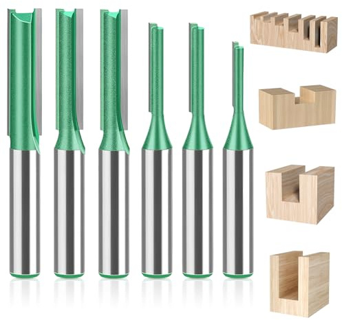 6 Stück Fräser Schaft, Holz Nutfräser Set Ø3mm, 4mm, 5mm, 6mm, 7mm, 8mm, Schaft Nutfräser Holzfräser Oberfräse Fräser Hartmetall Fräsen Werkzeug Oberfräse Zubehör für Holzbearbeitung