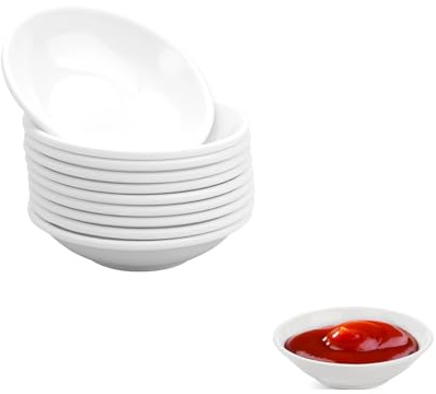 Round Soy Sauce Dish,10 PCS Small Dipping Bowl for Sauces,7.2 x 2 cm Dishes Dip Bowls for Sushi,Reusable Mini Dip Bowl and Sauce Pots for Plate,Stackable Small Bowls for Dips,Condiments (White)