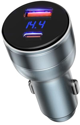 TOPWE Caricatore Auto, 95W Accendisigari USB [USB-C 65W+USB-A 30W] per presa USB 12V/24V, Ricarica Rapida PD3.0 Caricatore Auto USB C per iPhone 17 16 15, Samsung Galaxy S25 S24, iPad Pro/Air