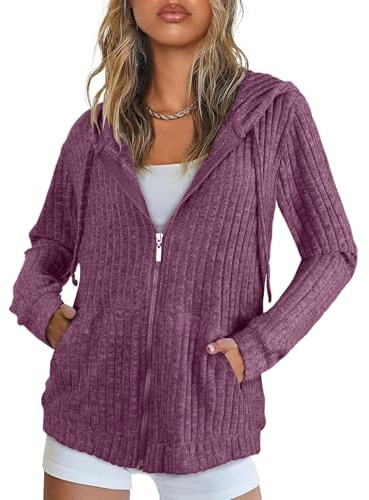 Flikity Hoodie dam dragkedja sweatjacka med huva sweatshirt jacka | Basics huvtröja dam dragkedja huvtröja jacka lätt vår sommar höst kläder