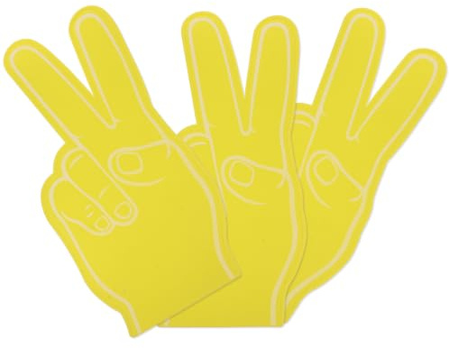 OHPHCALL Dedos de Espuma para Deportes Diseño Creativo y Reutilizable, Accesorios de Porristas de Eva Amarillos para Animar en Partidos y Eventos Deportivos, Pack de 3 Piezas