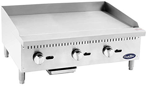 Cook Rite ATMG-36 Commercial Griddle Heavy Duty Manual Flat Top Restaurant Griddle Stainless Steel Portable Grill Natural Gas 36 Countertop - 90,000 BTU
