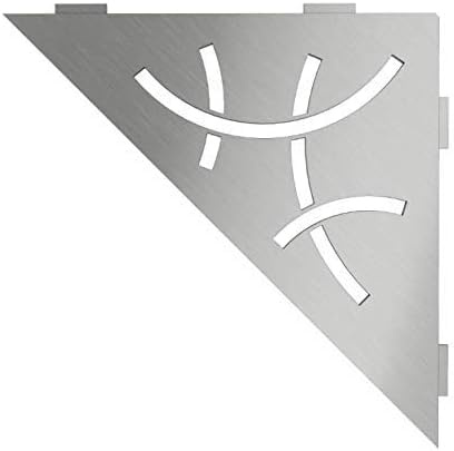 Schluter SES1D6EB Dreieckiges Eckregal für geflieste Wände, geschwungenes Design, Edelstahlmaterial, gebürstete Edelstahloberfläche, 3/32 Zoll Dicke Verankerungslaschen