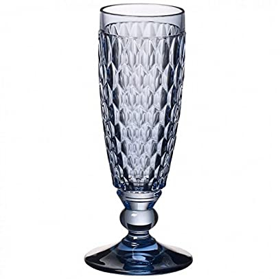 Villeroy & Boch Boston Coloured Sektglas Blue 4 Stück Nr. 1173090071 und 4er Set EKM Living Edelstahl Strohhalme