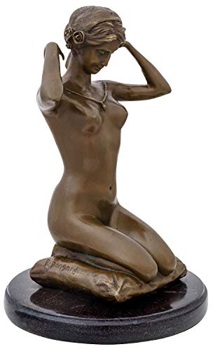 aubaho Bronzefigur kniende Frau nach Paul Ponsard Bronze Skulptur 28cm Replik Kopie