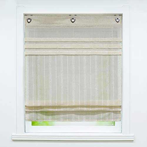 Joyswahl Ösenrollo halbtransparentes Raffrollo mit Leinenoptik Schals »Tilla« Schals Raffrollo mit Hakenaufhängung, ohne Bohren BxH 100x140cm Taupe 1 Stück
