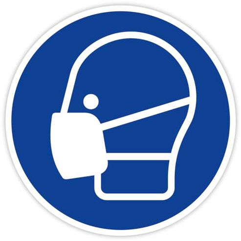 Aufkleber Gebotszeichen „Maske benutzen“ Folie nach ISO 7010 Blau M016 | Ø 5-30 cm Made in Germany, Größe: Ø10 cm