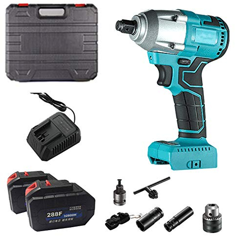 Avvitatore Percussione Elettrica a Batteria 2 x Batteria Kit Completo con Trapano, Convertitore, Manicotto, Scatola di Immagazzinaggio, ECC. 330N.M