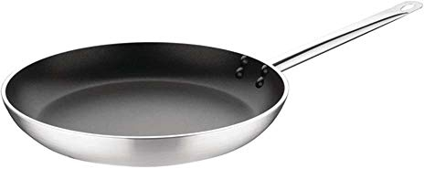 Vogue Non-stick Frying Pan 36 cm, Silver, Size: 360(Ø) mm, Teflon Aluminium Induction Frying Pan, All Hob Compatible, Safe for Oven Use, Hanging Hole, Professional & Home Kitchen Use, FB693