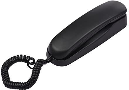 Bisofice Mini Telefono Fisso Cablato Desktop, telefono Fisso Montabile a Muro, Supporta Funzioni Mute/Pausa/Promemoria per Ufficio dell'Hotel a Casa, Nero