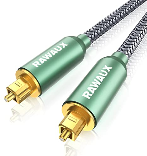 RAWAUX 3M Optisches Kabel mit 24K Vergoldete Stecker Digital Optisches Audiokabel Nylon Geflochtenes Digital Audio SPDIF Kabel auf Toslink Kabel für Soundbar, TV, Heimkino, PS4, DVD