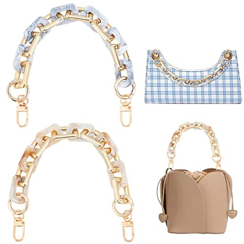 PandaHall 2 Strands Acryl Taschenkette 30.8cm/12 Kurzer Taschengriff Dekorative Taschenkette Chunky Portemonnaie Strap Extender Bag Strap Ersatz Mit Drehverschluss Für Achseltasche Clutch