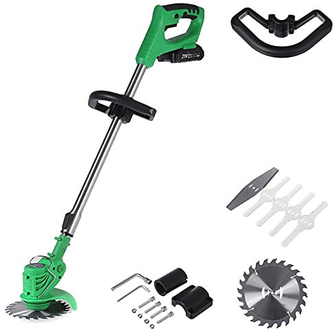 FSCLJ Tagliabordi a Batteria, con Lame in Acciaio, Tagliabordi Elettrico a Filo per Erba da Giardino, Batteria al Litio da 2.0 Ah, Regolazione Multi-Angolo, Adatto per la potatura del Giardino