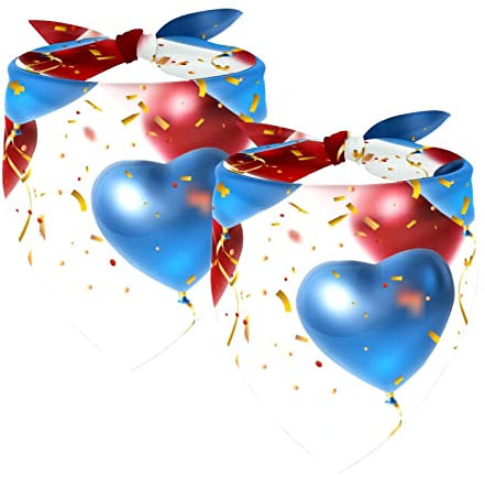 2 Packungen Hundehalstuch, leicht, atmungsaktiv, verstellbar, quadratisch, für Hunde und Katzen, kleine, mittelgroße und große Haustiere, Luftballons