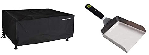 Housse de Protection pour Plancha à Poser / Desserte - Rectangulaire - Dimensions : L 69 cm x P 59 cm x H 21 cm - Cook'in Garden & Spatule Aimantée - Bords Relevés - Manche Soft Touch