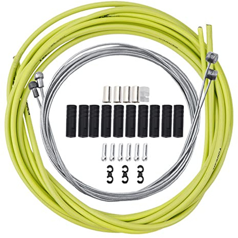All-Pie Fahrrad Bike Bremszughülle Schaltzughülle Außenhülle mit 2 Bowdenzug/Bremskabel MTB Komplett Bremsen Kabel Set (Hellgrün)