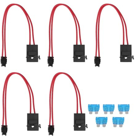 5 StüCk Auto-Sicherungshalter Stecker PC Kabel VerläNgerung Mini Mini Sicherungshalter Stecker FüR Fahrzeug ATM 20A 16AWG mit 5 Sicherungen 230mm (ACD-Flachwinkel 10,9 mm)
