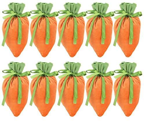 Geschenktüten Set, 10 Stück Süssigkeiten Beutel Süße Partytüte Ostern Karotte Samt Süßigkeiten Kekse Und Geschenke, Ostern Karotte Kindergeburtstag Candy Tüten, Tüten Kindergeburtstag itgebsel