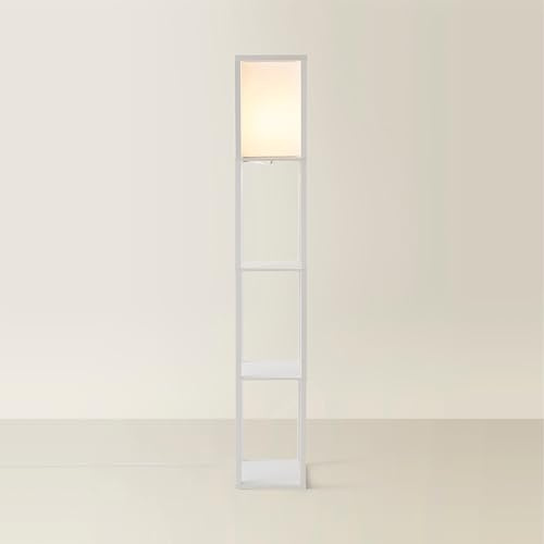 MiniSun | White Wooden Floor Lamp with Shelves | Floor Lamps & Torchieres, Home Décor & Improvement Essential | Includes 10W GLS Bulb [3000K Warm White]
