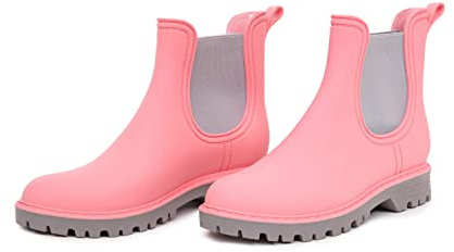 Livsstil Ankelboots för Kvinnor, Korta Wellington Stövlar, Chelsea Stövlar, Ankelstövlar med Extra Kaps Actifresh Innersulor, Regnstövlar, Tillverkade i Italien (39 - Rosa/Grå)