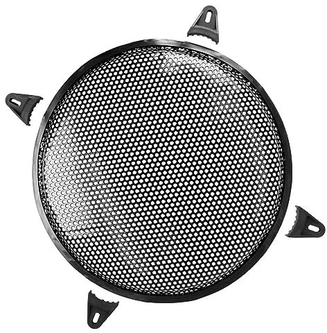 Unifizz Grille de protection universelle en métal pour haut-parleur audio de voiture avec bord en caoutchouc et clips 30,5 cm