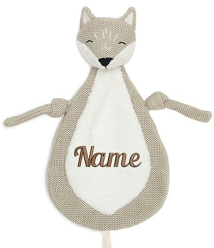 Elefantasie Schnuffeltuch mit Name Bestickt Kuscheltuch personalisiert Fuchs Geschenk zur Geburt