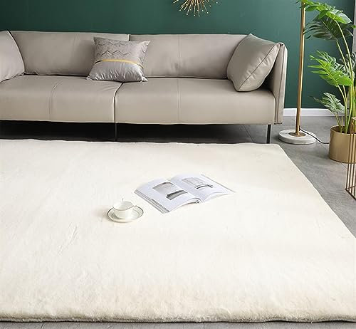ZWPILY Hochflor Teppich, Einfarbig, Flauschiger Langflor Teppich, Shaggy Flokati, Rechteckig, Pflegeleicht, Wohnzimmerteppich - Fellteppich - Modern Kunstfell Carpet für Schlafzimmer,Beige,60x90 cm
