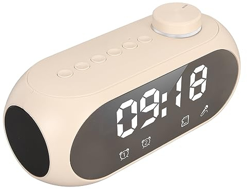 Haut-Parleur Bluetooth avec Horloge, Radio-Réveil FM, éclairage Rvb, Basses Fortes, Affichage de la Température et de L'heure, Réveil (Blanc)