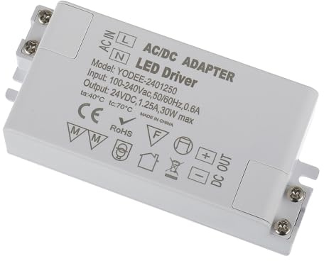 EPLZON Transformador LED 24V 30W - Controlador Electrónico de Voltaje Constante 1.25A Para Iluminación de Luminarias de Bajo Voltaje