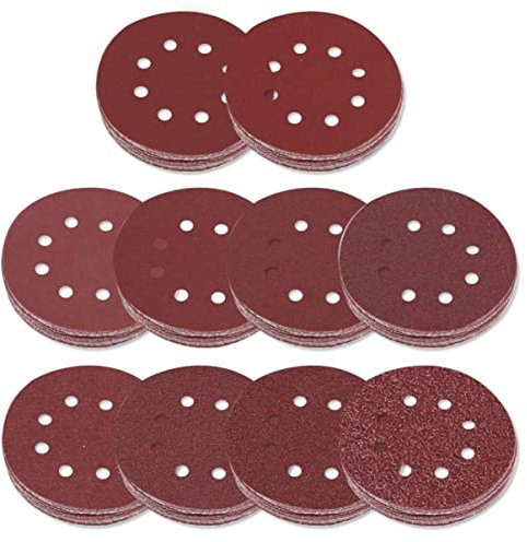 GLEAVI 25 Stück 5-zoll-schleifpapierscheiben Körnung 120 Beflockt Runde Pads Und Hitzebeständig Für Detailarbeiten