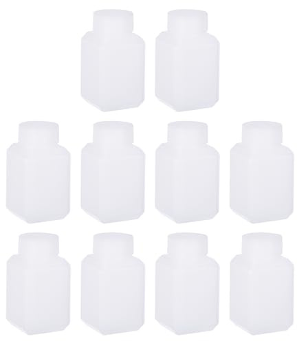 PATIKIL 12 Stück 60ml Kunststoff Flasche mit Schraubverschluss weiß | HDPE Weithalsflasche Rundflaschen, für die Lagerung von Laborwasser Reagenzien Pillenflaschen Wasserprobenflaschen