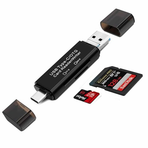 JUSTOP Memory Card Reader, USB, USB-C And Micro USB Connectors, For SD/Micro SD Memory Cards