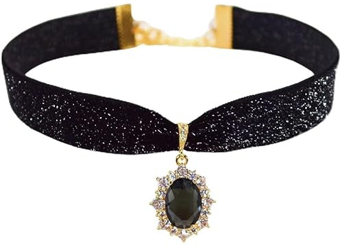 MOMOCAT 14K vergoldet choker schwarz kette gothic mittelalter schmuck piraten accessoires chocker vampir accessoires damen kropfband halsband schwarz chokers
