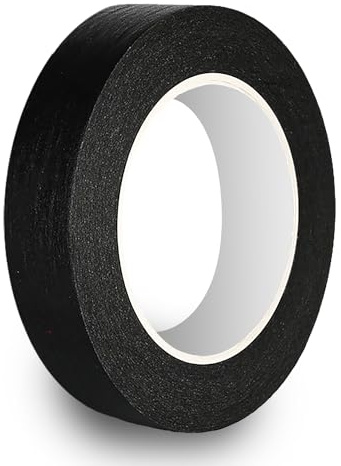 Rusoz Kreppband Schwarz Malerkrepp 20mm x 50m Abklebeband Maler Automotive Kreppband Leicht Abnehmbar Malerband Für Malerarbeiten, Renovierungen, Autolack-Maskierung