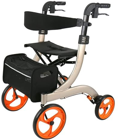 Klappbarer Rollator, Rollator Walker, aufrechter Gehwagen, Unterarm-Gehwagen zum Aufstehen, der Trolley-Sitz für ältere Menschen kann beim Spazierengehen sitzen, leichte und einfach zusammenklapp