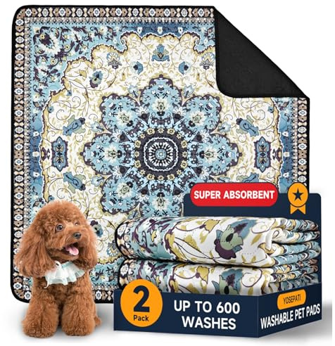 Waschbare Welpenunterlagen, 2 super saugfähige Trainingsunterlagen 60x45 cm | Wiederverwendbare und schnell trocknende Hundeurinunterlagen, Rutschfeste Wurfunterlagen für Wurfkiste, Training, Reisen