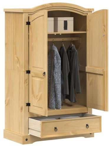 Iiaky Kleiderschrank Vorratsschrank Mehrzweckschrank Schrank Kleiderschrank Corona 101x52x170 cm Massivholz Kiefer