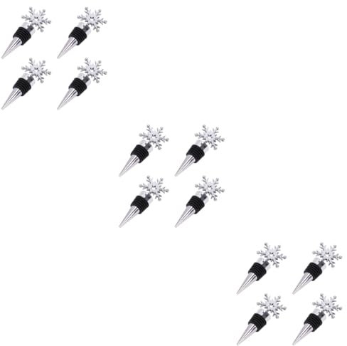 Amosfun 12pcs Wine Bottle Stoppers Snowflake Decor for Parties and Events Air Tight Seal