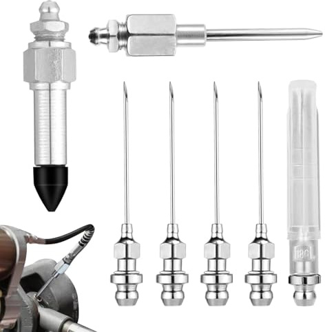 Kit de buse d'aiguille de graisse, kit d'aiguille d'injecteur de graisse - Outil de montage d'injecteur de graisse - Coupleur d'outil de montage de pointe d'aiguille pour espaces restreints et étroits