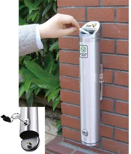 Winddichter Zigaretten-Aschenbecher, Wandaschenbecher - Metallaschenbecher aus Edelstahl, 48 cm, 1,8 l Aschenbecherbehälter aus Aluminiumlegierung, Kreative Aschenbecher für Männer, Wandasch