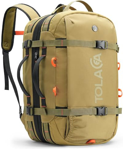 Tolaccea Reiserucksack, Handgepäck Rucksack Flugzeug, TSA-Freundlicher Laptop Rucksack 15,6 Zoll, Erweiterbar 40L auf 50L, Weekender Herren für Reise Wandern Camping