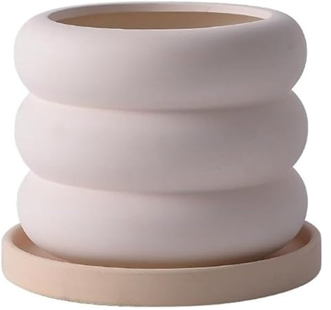 Maceta de barro for plantas, maceta de terracota for interiores, maceta creativa simple con orificios de drenaje y platillo, contenedor de plantas absorbente y transpirable, plantas suculentas, orquíd