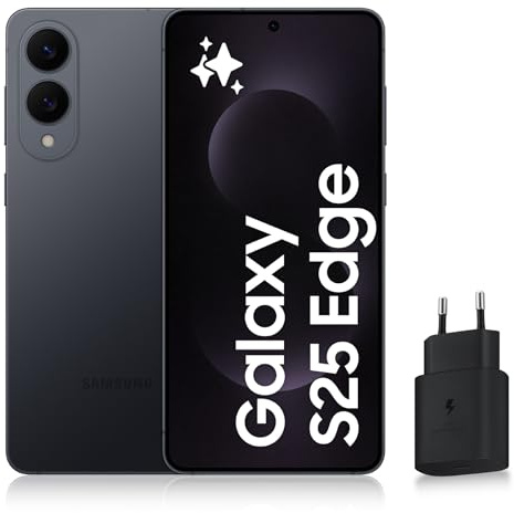Samsung Galaxy S25 Edge, Smartphone Android 5G avec Galaxy AI, 512 Go, Chargeur Secteur Rapide 25W Inclus, Smartphone déverrouillé, Noir Absolu Titane, Version FR